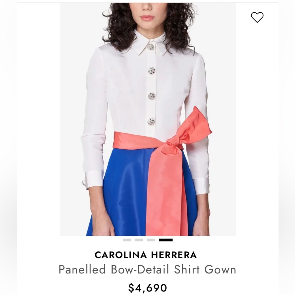 Carolina Herrera Panelled Bow-Detail Shirt Gown ** NWT** - Picture 2 of 11